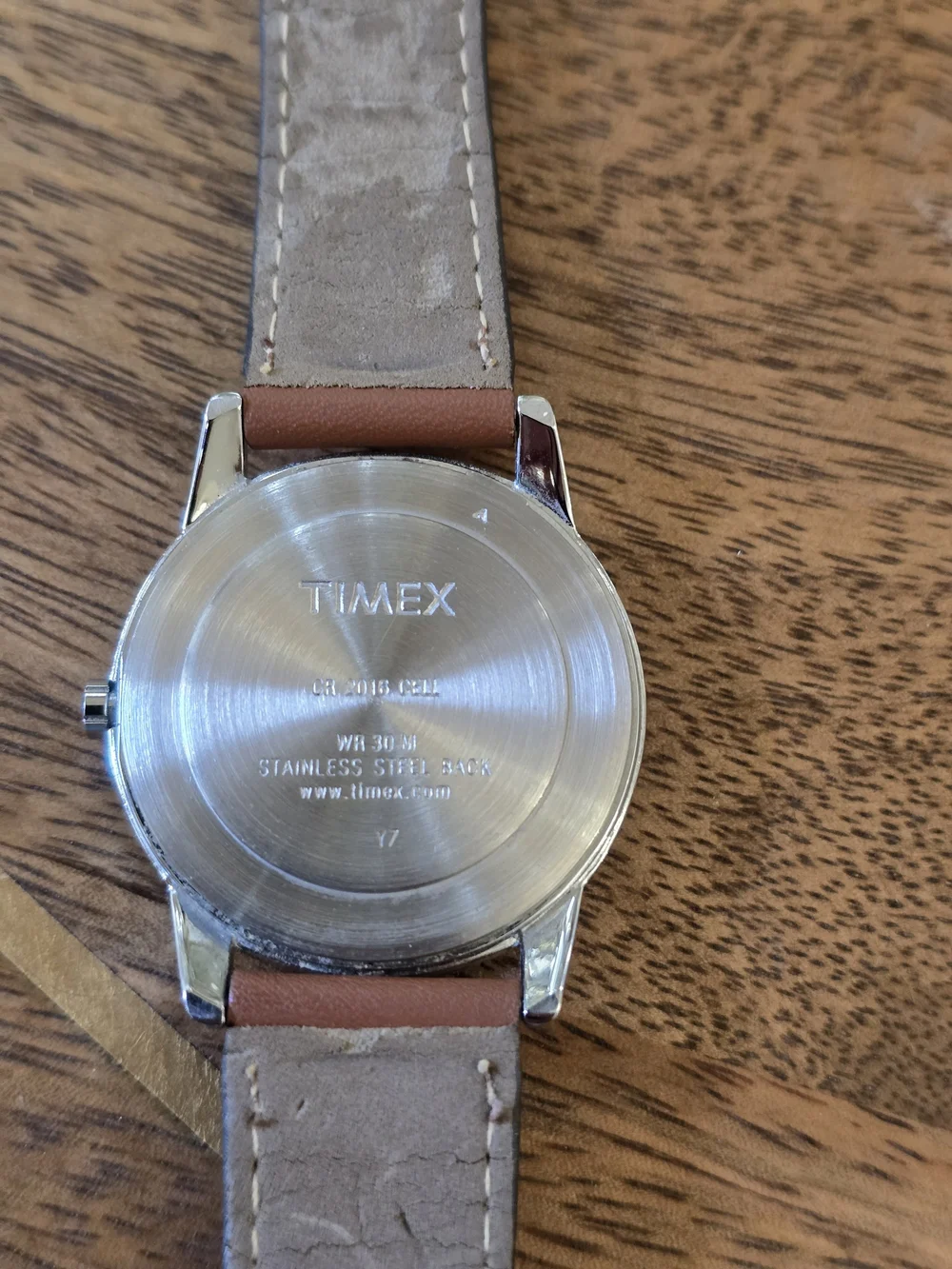 Timex White Dial Brown Leather Strap Day-Date Watch